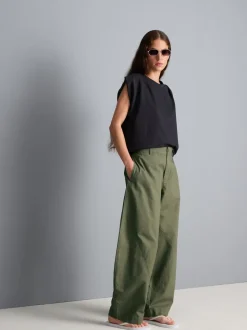 Pantalones cocoon de lona de algodón