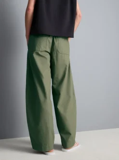 Pantalones cocoon de lona de algodón