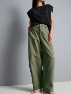 Pantalones cocoon de lona de algodón