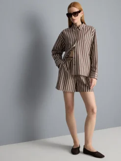 Pantalones cortos a rayas de popelina de algodón