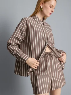 Pantalones cortos a rayas de popelina de algodón