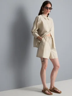 Pantalones cortos a rayas de popelina de algodón