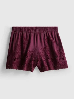 Pantalones cortos bordados con flores de algodón