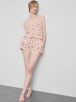 Pantalones cortos de pijama de azulejos con cordón