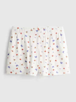 Pantalones cortos de pijama de canalé con mariposas