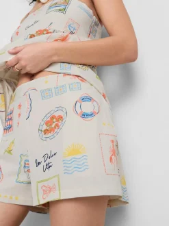 Pantalones cortos holgados estampados de algodón