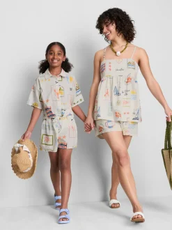 Pantalones cortos holgados estampados de algodón