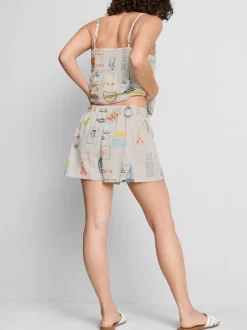 Pantalones cortos holgados estampados de algodón