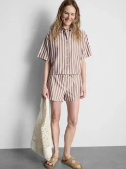 Pantalones cortos Oxford de talle alto a rayas
