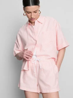 Pantalones cortos Oxford de talle alto a rayas