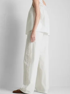 Pantalones de algodón anchos con detalle bordado