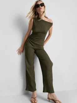 Pantalones de pernera ancha con textura