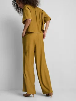 Pantalones de pernera ancha con efecto arrugado