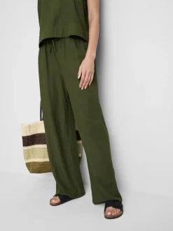 Pantalones de pernera ancha en mezcla de algodón