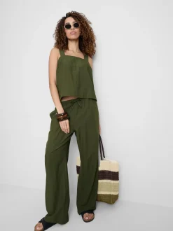 Pantalones de pernera ancha en mezcla de algodón