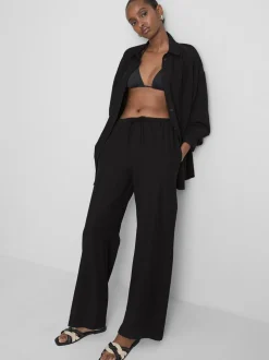Pantalones de pernera ancha en mezcla de algodón