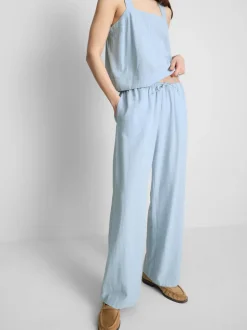 Pantalones de pernera ancha en mezcla de algodón