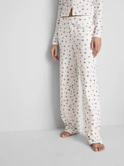 Pantalones de pijama de canalé con mariposas