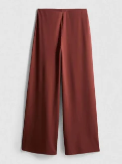 Pantalones de punto plisados de pernera ancha