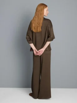 Pantalones de satén rectos texturizados