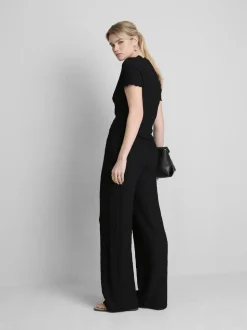 Pantalones fruncidos de pernera recta con cordón