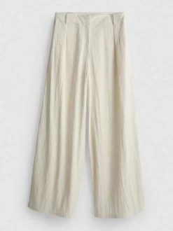 Pantalones plisados fruncidos de pernera ancha