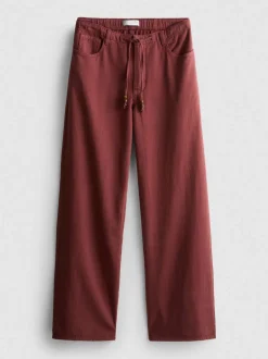 Pantalones rectos de algodón con cuentas