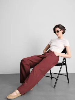 Pantalones rectos de algodón con cuentas