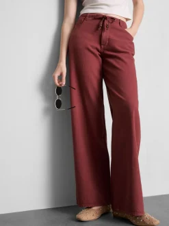 Pantalones rectos de algodón con cuentas