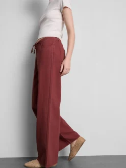 Pantalones rectos de algodón con cuentas