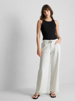 Pantalones rectos de algodón con cuentas