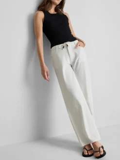 Pantalones rectos de algodón con cuentas