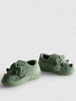 Pantuflas con suela cupsole y bordado de dinosaurio