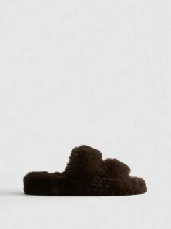 Pantuflas de pelo con doble tira