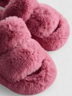 Pantuflas de pelo con doble tira