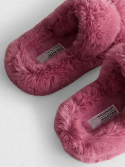 Pantuflas de pelo con doble tira