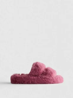 Pantuflas de pelo con doble tira
