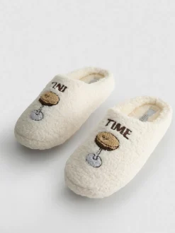 Pantuflas destalonadas de piel de borrego sintética Martini