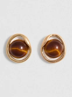 Pendientes de botón con detalle de piedra