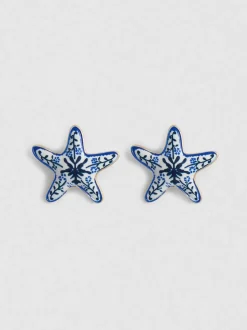 Pendientes de botón en forma de estrella de mar