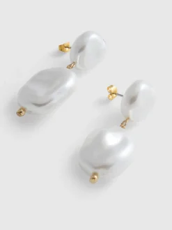 Pendientes largos de perlas sintéticas