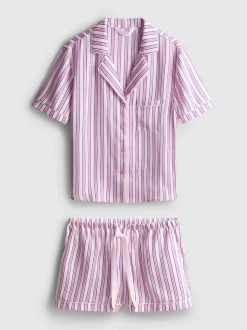 Pijama corto boyfriend de satén estampado