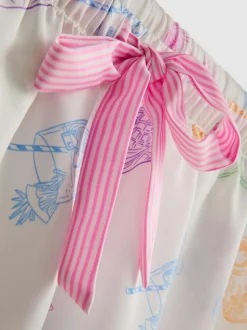 Pijama corto boyfriend de satén estampado