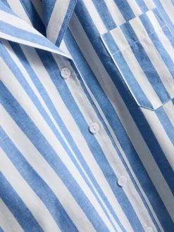 Pijama corto con camisa a rayas de algodón