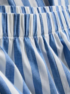 Pijama corto con camisa a rayas de algodón