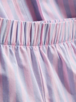 Pijama corto con camisa a rayas de algodón