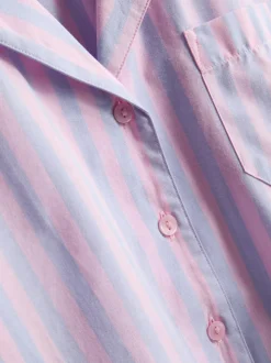 Pijama corto con camisa a rayas de algodón