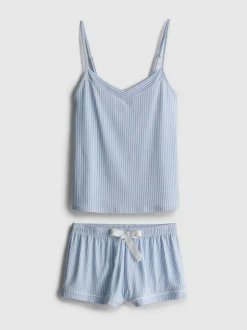 Pijama corto con camiseta de tirantes a rayas