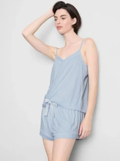 Pijama corto con camiseta de tirantes a rayas