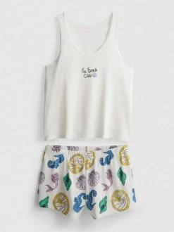 Pijama corto de algodón puro estampado